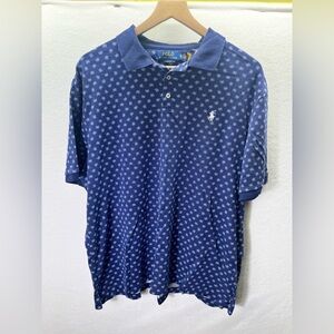 Polo Ralph Lauren geometric Performance Polo Shirt Mens XL Classic Fit Blue 2390